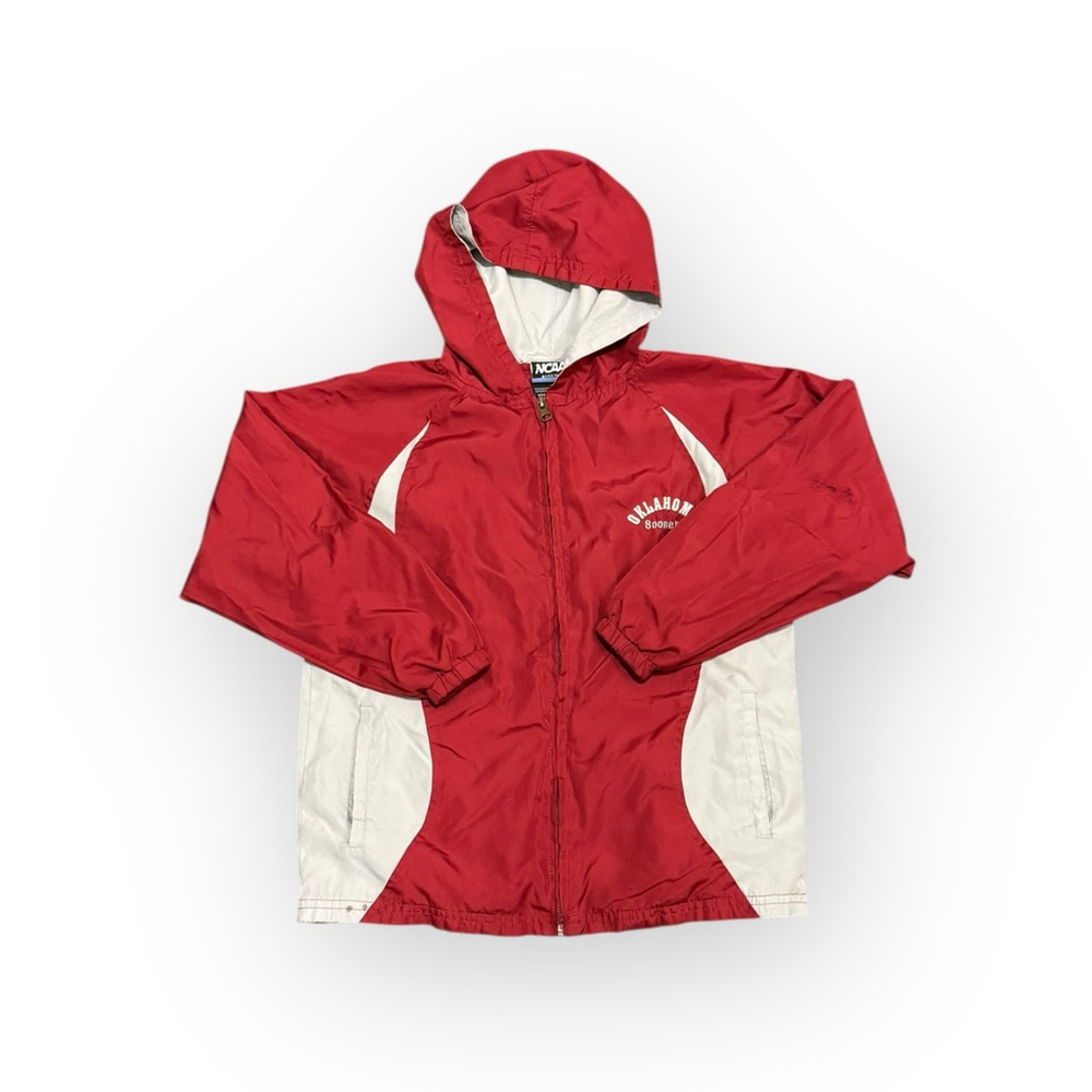 NCAA Oklahoma University Sooners OU Windbreaker Jacket Size 8/10 Red White​​
